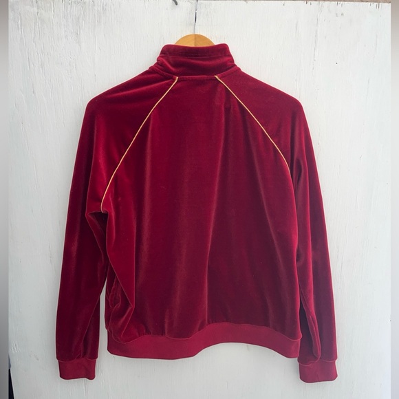 NIKE Red Velvet Zip Up Track Jacket Gold Trim Pockets Womens #AQ797 Size XL - Picture 5 of 6